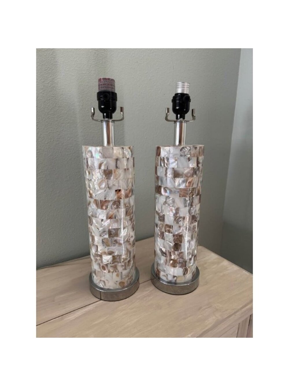Safavieh 28” H Coastal Shell Column Table lamp. Set of two.